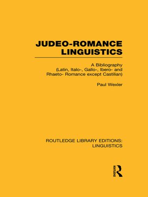 cover image of Judeo-Romance Linguistics (RLE Linguistics E